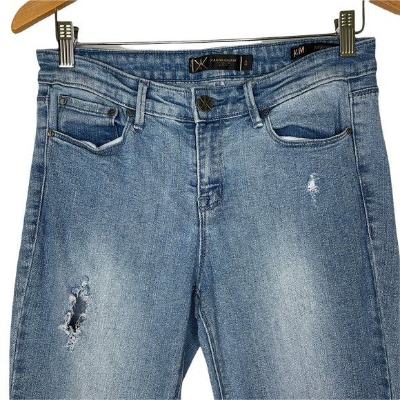 KARDASHIAN PREMIUM DENIM KIM CURVY STRAIGHT LEG RIPPED DISTRESSED JEANS SIZE 8 - Picture 5 of 11